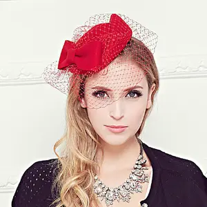 H7104 Fedoras Mũ Phụ Nữ Mũ Nón Đám Cưới Phụ Nữ Lưới Sợi Tiệc Mũ Cô Dâu Tiara Fascinators