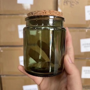 Pot à bougie en <span class=keywords><strong>verre</strong></span> de haute qualité, couleur ambre brun, petite capacité (100 ml, 200 ml), vide, pour cire de soja, avec bouchon en bois - Product Image 1