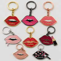 Porte-clés personnalisés en gros de haute qualité en forme de lèvres, pendentifs originaux, design maquillage tendance, souvenir de beauté, porte-clés