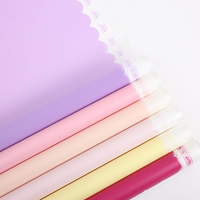 Papier d'emballage pour bouquet avec bordure en dentelle, translucide, couleur unie, mat, imperméable, papier d'emballage pour fleurs, fournitures pour fleuristes