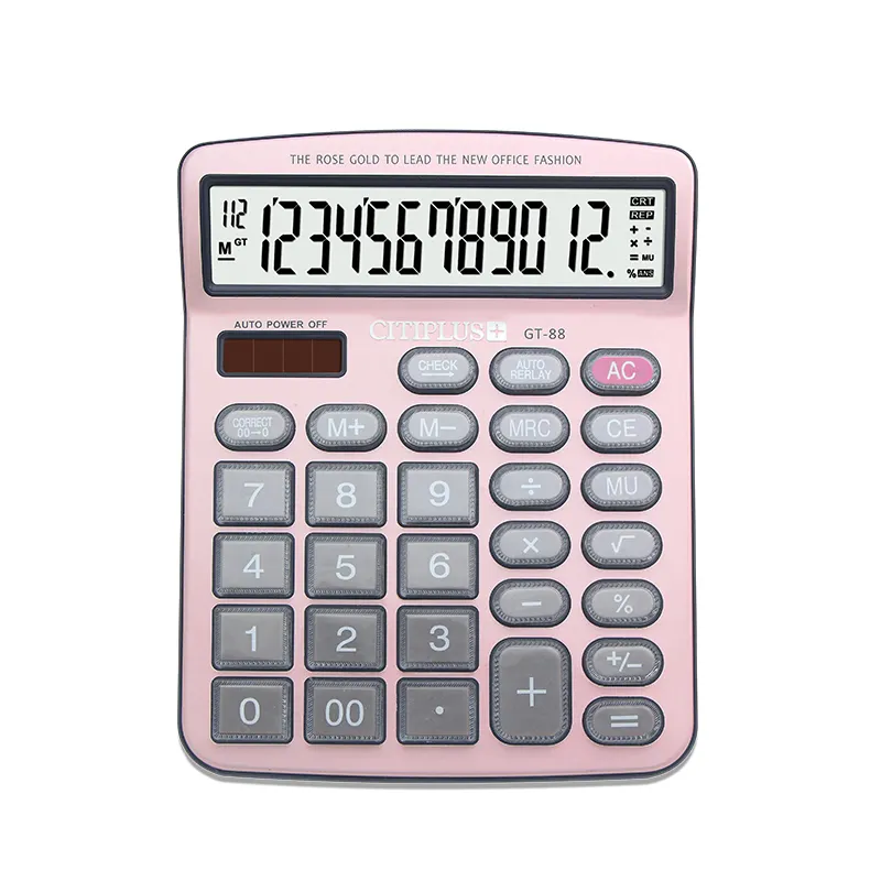 CITIPLUS GT-88 prix usine calculatrice 12 chiffres avec grandes clés en plastique et calculatrice d'affichage