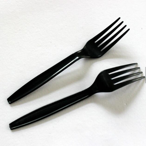 Mengte PS-tenedor desechable clásico, negro - Product Image 1