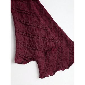 Haut en tricot asymétrique à volants et épaules dénudées pour femme, coupe courte, doux et tendance, idéal pour les soirées - Product Image 5
