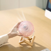 Ventilateur portable rechargeable USB Type-C avec lumière LED, mini ventilateur de bureau transparent personnalisé