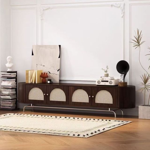 Cabinet Living Room Retro French-style Pine TV Cabinet Antique Floor-standing TV Stands Large Capacity Wooden TV Stand