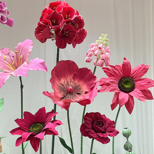 <span class=keywords><strong>L</strong></span>-057 Ensemble de <span class=keywords><strong>fleurs</strong></span> géantes faites à la main personnalisées, <span class=keywords><strong>fleurs</strong></span> géantes sur pied, grandes compositions florales artificielles pour la décoration de mariage - Product Image 6
