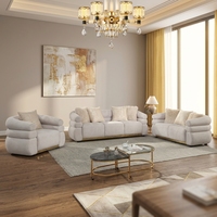 Ensemble de canapés modulaires modernes en tissu, capitonnés, rembourrés en mousse, pieds en acier inoxydable doré, confortables pour appartement, hôtel, salon