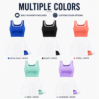 Ensemble jupe plissée 2 en 1 personnalisé pour femmes, short de sécurité intégré, tenue de tennis sans manches à col carré pour athlètes féminines