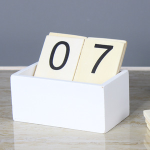 European Pastoral Wooden Creative Living Room Desktop Study Store bar Counter Ornament <strong>Perpetual</strong> <strong>Calendar</strong> <strong>Desk</strong> <strong>Calendar</strong> - Product Image 4