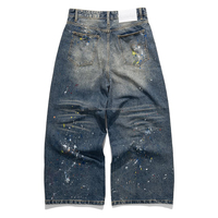 Jeans en denim japonais à lisière pour hommes, pantalons amples en denim brut avec poches à rabat, vêtements de travail de style