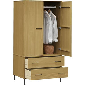 2024 China Hot Simple <strong>Cheap</strong> 2 Door Modern 2 Drawers Wooden <strong>Wardrobe</strong> with Metal Legs for <strong>UK</strong> Market From Factory - Product Image 3