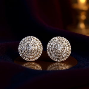 E4234 Orecchini di diamanti in oro bianco con taglio rotondo brillante, colore G, gioielli classici da sposa naturali da donna - Product Image 2