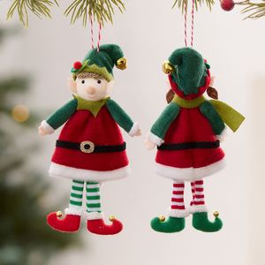 Poupées en peluche de Noël artisanales écologiques rouges et vertes, elfes et anges, décorations de Noël uniques - Product Image 4