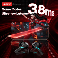 Écouteurs sans fil TWS Lenovo GT100 authentiques, stéréo HiFi, pour le gaming e-sport, avec affichage LED, pour le sport et la course à pied