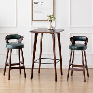 Tavolo da <span class=keywords><strong>Bar</strong></span> Quadrato in Legno con Base in Metallo, Tavolo Alto da Bistrot per Caffè, Ristorante, Casa e Cucina - Product Image 4