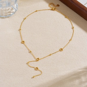 Gold Plated Hollow Flower Long Tassel Chain Necklace For Daily Wear - Product Image 3
