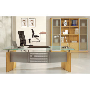 Bureau de direction haut de gamme KALN, mobilier de bureau commercial moderne en verre et métal avec garantie de 6 ans - Product Image 1