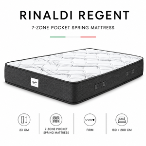 Matelas à ressorts ensachés Rinaldi REGENT 20 cm extra ferme 7 zones avec mousse à mémoire de forme de 2 cm, design moderne respirant, Italie - Product Image 3