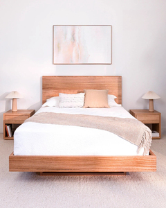 Cama de Madera <span class=keywords><strong>Natural</strong></span> de Lujo Más Vendida con Cabecero de Nogal, Cama de Plataforma de Madera Maciza, Cama <span class=keywords><strong>Flotante</strong></span> para Dormitorio, Hotel o Villa - Product Image 5