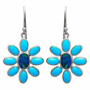 Orecchini Pendenti a Fiore Placcati Oro con Opale Incastonato, Stile Bohémien, Gioielli di Moda per Donne - Product Image 4