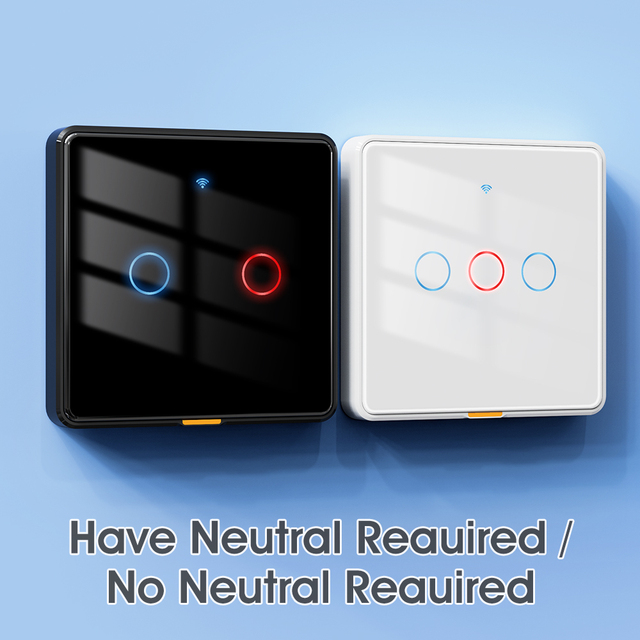 No Neutral Wire Tuya WiFi RF433 Smart Wall Switch EU Light Switch Smart Life App Remote Control Alexa Google Home Timer