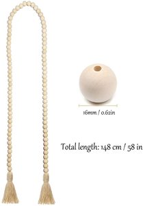 Chaîne de perles de ferme en bois 58in, bricolage, pas cher, perles de ferme avec glands, vente en gros - Product Image 2