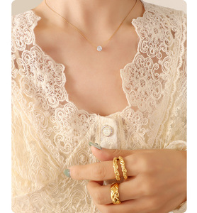 Elegante oro placcato 18K in acciaio inox Cubic Zirconia collana pendente alla moda matrimonio e fidanzamento gioielli di alta qualità - Product Image 6