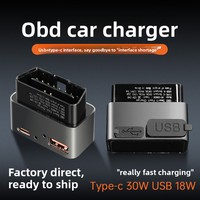 Adaptateur d'alimentation OBD pour voiture, station d'extension de chargeur de voiture OBD avec double USB-A et USB Type-C, adaptateur de charge rapide pour Tesla Model 3/Y