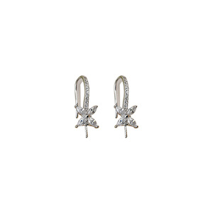 Accesorios de Plata S925 con Circonita, Aretes de Perlas de 7.5-8 mm de Moda con Bandeja Vacía para Incrustar, Semi-terminados 1188 - Product Image 5