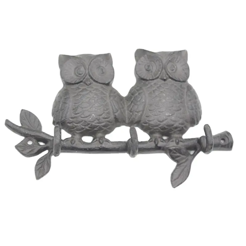 Antique cast iron home decorative wall mounted owls hooks