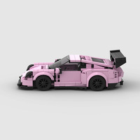 Voiture de course sportive rose pour enfants, modèle MOC, blocs de construction en plastique ABS, compatible avec les puzzles à petites particules DIY