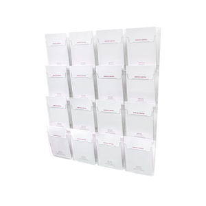 Bán buôn tùy chỉnh 16 poclets treo tường rõ ràng Acrylic tờ rơi tờ rơi tờ rơi chủ Brochure hiển thị đứng - Product Image 2