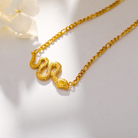 Collier Animal Féminin Pendentif Serpent Doré Chaîne Délicate Plaqué Or 14K Minimal Simple Belle Bijoux Cadeau
