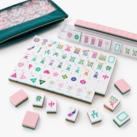 Mahjong de luxe américain classique moderne aux couleurs pastel, design floral, tuiles en acrylique, supports inclus, sac de transport portable, 15 ans d'expérience