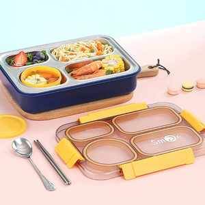 4 Divided Compartments Stainless Steel Bento Lunch <strong>Box</strong> Kids Insulated Lunch <strong>Box</strong> for School Office <strong>Kitchen</strong> Food <strong>Storage</strong> Container - Product Image 2