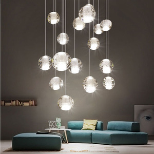 Lustre De Teto Alto Dimmable LED Bolha Lustres Iluminação Escada Longa Lâmpadas Pingente Entrada Lustre De Cristal - Product Image 2