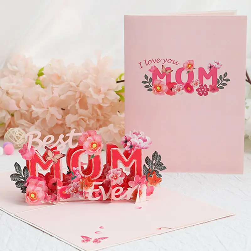 16 סגנונות שמח אמא של יום פרח זר 3d Pop Up כרטיס ברכה ליום האם