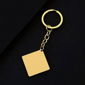 Personalized Customization <b>square</b> Shaped Laser Engraving logo Printing Photo Blank Material Metal Stainless Steel Keychain - Product Image 3