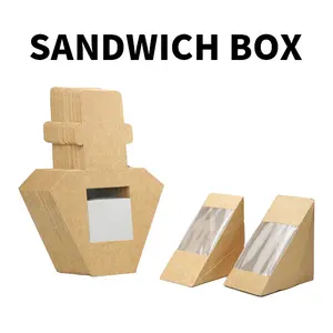 Ready Bulk Eco-friendly Restaurant Wholesale Sandwich Packing Breakfast Disposable Triangle Shape Sandwich Packing Box