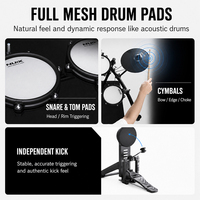 NUX DM200 Professional Electronic Drum Set with Metal Construction Double Tier Design and Adjustable Features