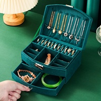 Organisateur de bijoux de luxe rectangulaire double couche gaufré multifonctionnel avec serrure à clé, nouveau design, pour rangement de boucles d'oreilles pour filles
