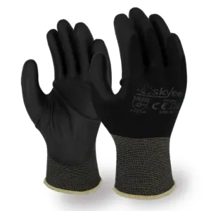 SKYEE PU Coated Nylon Lined Industrial Anti Cut Puncture Resistant Garden Construction Workers Gloves With Grip For Moving