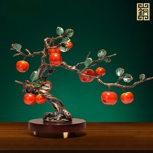 Décoration de pomme en cuivre, ornement de branche de fruit en métal pour entrée, salon, mariage, cadeau de pendaison de crémaillère - Product Image 5
