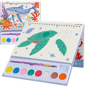 Set de Libros para Colorear con Acuarelas para Niños de 4 a 8 Años, Encuadernado en Espiral, 15 Páginas, Regalo con Bolsillo y Bolsa de Regalos - Product Image 6