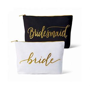 Bolsas de Cosméticos de Lona con Cremallera y Estampado Personalizado para Mujer, Bolsa de Cosméticos de Lona de Algodón para Novia y Damas de Honor - Product Image 2