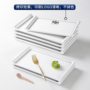 Bandejas de Servir Rectangulares de Melamina Blanca, Poco Profundas, para Uso en Hoteles y Restaurantes, Vajilla de Color Sólido - Product Image 4