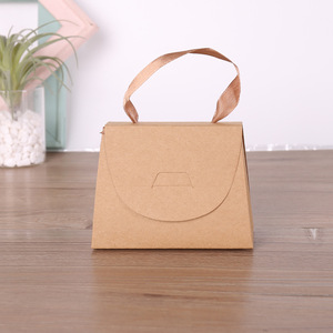 Eco-Friendly Recycled Kraft Paper Gift <b>Box</b> with Ribbon Handle Customizable Shape & Design for Packaging Socks Candles More - Product Image 5