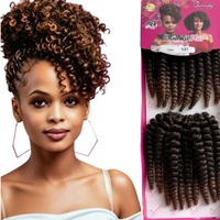 Perruque courte bouclée style Hip-Hop, tressée Spring-Twist, en cheveux synthétiques à faible température, double trame, sans nœuds