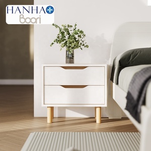 Only B2B Boori elegante madera esquina <span class=keywords><strong>mesita</strong></span> de <span class=keywords><strong>noche</strong></span> blanca con 2 cajones - Product Image 1