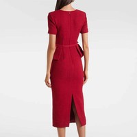 Fabricants de vêtements personnalisé printemps été col carré Peplum élégant Chic formelle dames Style doux crayon robe mi-longue
